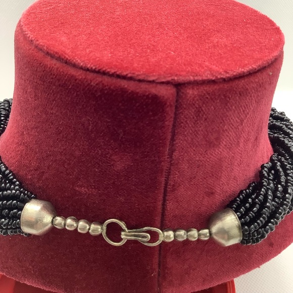Multi Strand Black Beaded Necklace - Picture 2 of 2